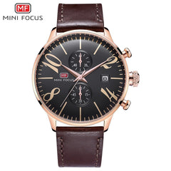 MINI FOCUS Black Watch Men Sports Watches For Men Clock Leather Watch Strap Fashion Men's Wristwatch Quartz Luxury Brand Relogio