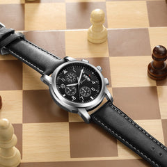 DISU Men Wrist Watch New Fashion Luxury Leather Band Analog Quartz Diamond watch man wrist watches day date mens watches