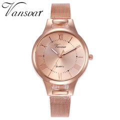Casual Women Watches Simple  Dial Ladies  Quartz Wristwatch High Quality Rose Gold Mesh Belt Strap Clock Montre Femme@50