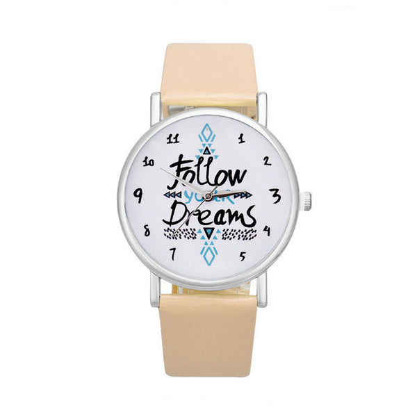 Women's Watches Best Sellers  Follow Dreams Letter Pattern Clock Rome Nombre Mode Top Marque Montre Femme Acier Inoxydable@50