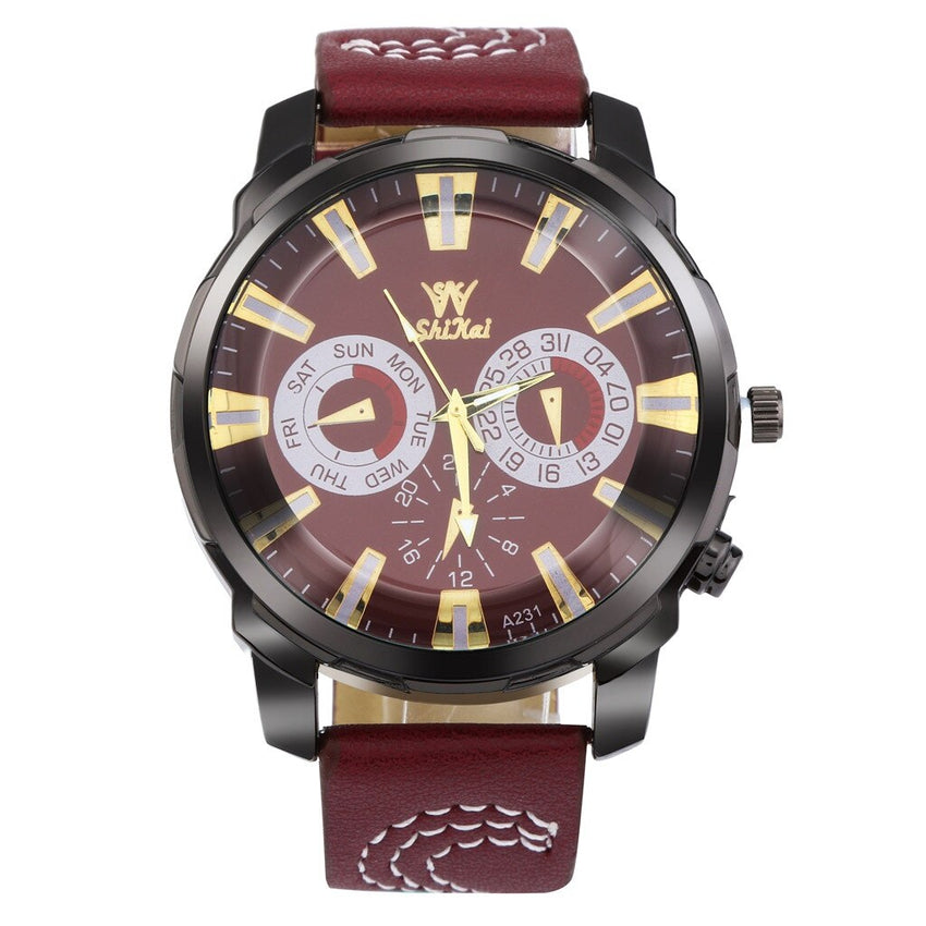Men Watches Luxury Business Large Dial Leather Belt Quartz Watch zegarek meski relojes hombre 2019 montre homme