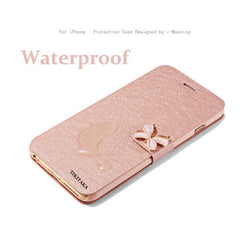 Leather Wallet Stand Flip For iPhone 11 Pro Max XR X XS Max 8 7 6 6s Plus Case Bling Diamond Butterfly bow knot Cover Slot Card
