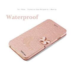 Leather Wallet Stand Flip For iPhone 11 Pro Max XR X XS Max 8 7 6 6s Plus Case Bling Diamond Butterfly bow knot Cover Slot Card