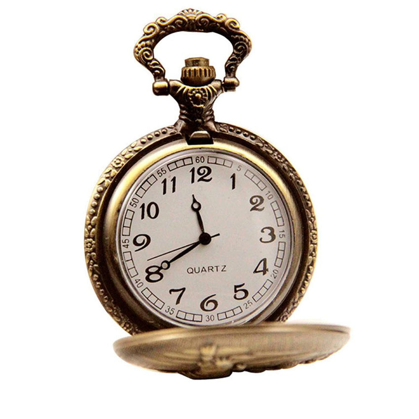 Vintage Bronze Steampunk Pocket Watch Roman Numerals Quartz Necklace Pocket  Watches Chain Men Women Clock Relogio De Bolso@50 (Gold)