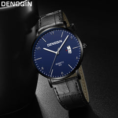 DISU Men Watch Luxury Quartz Sport Military Stainless Steel Dial Leather Band watch mens watches mens 2019 clock men