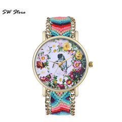 Trendy Bird Language Floral Dial Bright And Interesting Women's Watches High Quality Clock Best Sellers Wristwatch Kadin Saat@50