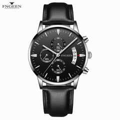 FNGEEN Man Watch Luxury Casual Quartz Waterproof Calendar Leather Belt Watches Mens 2019 Men Wristwatch Clock horloges mannen