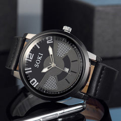SOKI Men's Wrist Watches 2019 NEW Sport Quartz Leather Watch Man zegarek meski Men Wristwatch Clock relogios masculinos