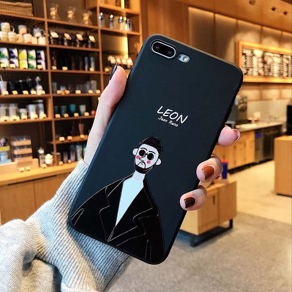 Case For iphoneX XS XR XS Max 8 7 6 6S Capa Cartoon Soft TPU Matte Frosted Cover Movie Leon Mathilda Pattern Phone Cases