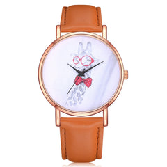 Women Watches Exquisite Cute Deer Pattern Dial Ladies Casual Quartz Wristwatch Simple Leather Strap Clock Dress Reloj Mujer @50