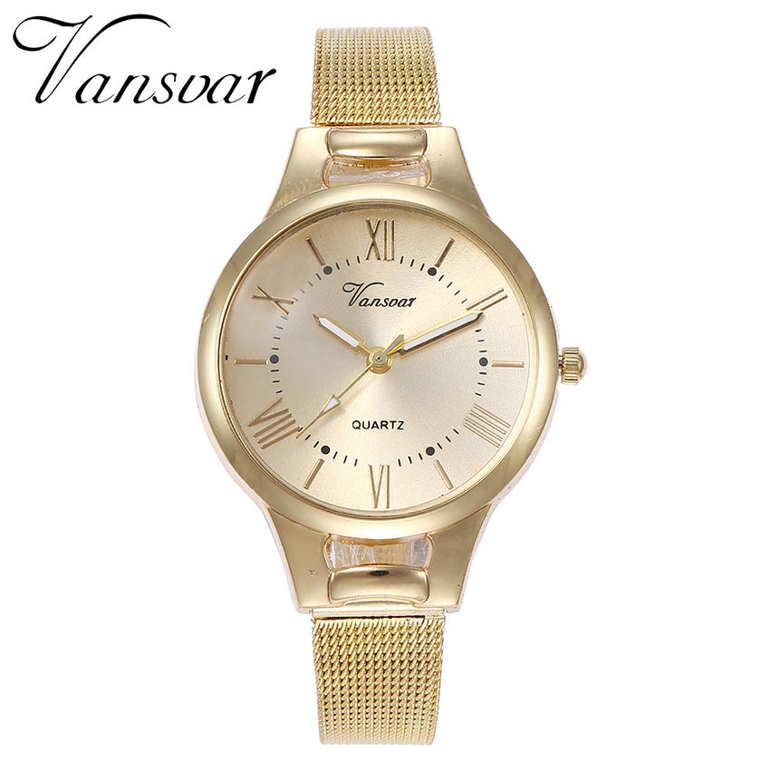 Casual Women Watches Simple  Dial Ladies  Quartz Wristwatch High Quality Rose Gold Mesh Belt Strap Clock Montre Femme@50