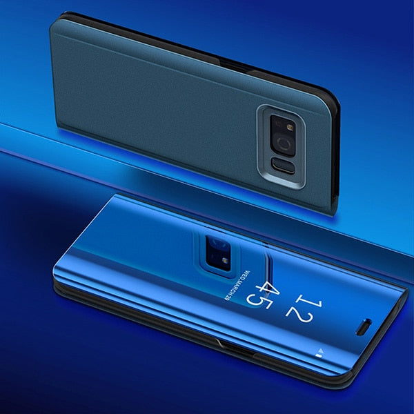 Mirror Flip Case For Samsung Galaxy Note 8 S8 Plus S6 S7 Edge Slim Clear View Smart Cover For iphone 6 6s 7 8 Plus X Phone Cases
