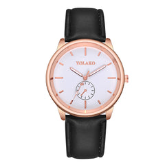 YOLAKO Men's Watch Luxurious Business Leather Belt Simple Mirror Quartz Watch Man Watches Mens 2019 relogio masculino