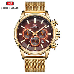 MINI FOCUS Black Watch Men Sports Watches Stainless Steel Luminous Chronograph Mens Watches Top Brand Luxury Waterproof Quartz