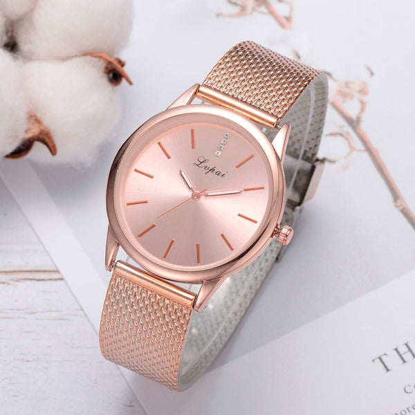 Best Selling Women Watches Rose Colour Dial Ladies Quartz Wristwatch Fashion Silicone Strap Temperament Clock  Zegarki Damski@50