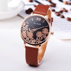 High Quality Women's Watches Plant Pattern Dial Ladies Fashion Quartz Wristwatch Leather FanTeeDa Casual Clock Reloj Mujer @50