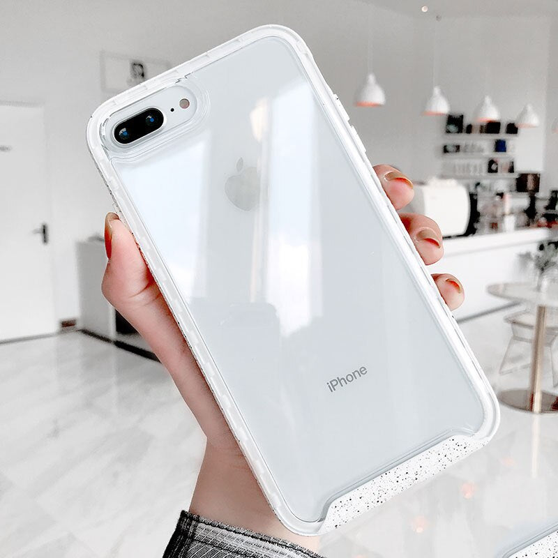 Candy Color Wave point Frame Shockproof Case For iphone 11 XS Max XR 6 6s 7 8Plus Transparent TPU +PC Hard Protective Phone Case