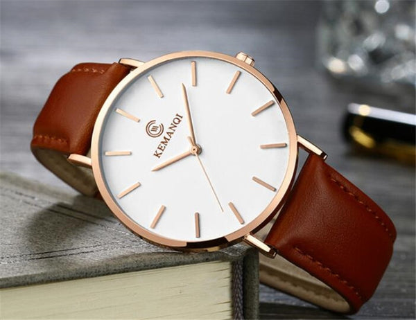 KEMANQI Ultra-thin 6.5mm Watch Men's Elegant Fashion Watches Simple Business Men Quartz Watches Roman Masculine Male Clock reloj