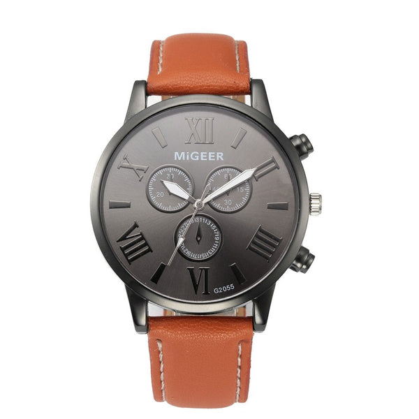 MIGEER Men Watch Classic Leather Strap Quartz Casual watch man watches mens 2019 men wristwatch clock