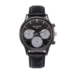 DISU Men Wrist Watch Retro Design Leather Band Analog Alloy Quartz watch man vintage men wristwatch clock men watches