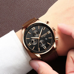 DISU Men Wrist Watch Leather Military Casual Analog Quartz Business watches men wristwatches day date relogios masculino