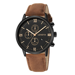 Geneva Men Watch Fashion Date Alloy Case Synthetic Leather Analog Quartz Sport Watch Mens Reloj Hombre 2019 Men Wristwatch Clock