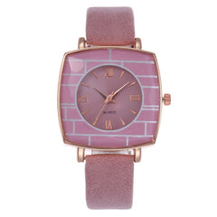 Hot Selling  Women Watch Sport Style Striped Square Dial Ladies Quartz Wristwatch Clock Simple Leather Strap Relogio Feminino@50
