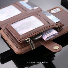 Leather Flip For Iphone 8 7 6 6s Plus Cover Zipper Multifunction Wallet Case For iPhone X XS XR XS Max Shockproof Silicone Cover