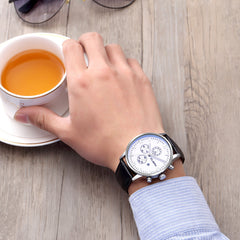 DISU Men Watches Leather Military Alloy Analog Date Quartz Business watch man unique watch for men relogios masculino
