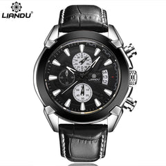 LIANDU Mens Wrist Watch Luxury Fashion Leather Glass Quartz Analog Watch Man Reloj Hombre 2019 Men Wristwatch Clock