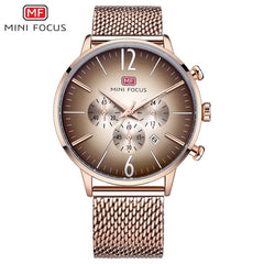 MINI FOCUS Thin Chronograph Men Watches Top Brand Luxury Fashion Sports Watch Men Stainless Steel Mesh Strap Quartz Male Clock