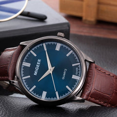 DISU Men Wrist Watch Retro Design Leather Band Analog Alloy Quartz watch mens watches mens 2019 men wristwatch clock