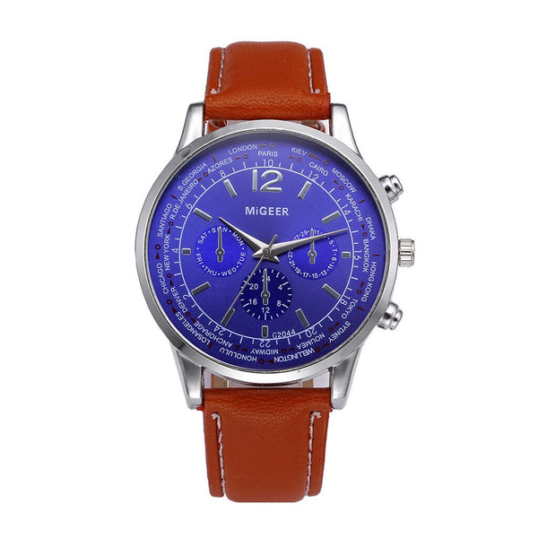 DISU Men Wrist Watch  Retro Design Leather Band Analog Alloy Quartz watch mens vintage men wristwatch clock relogios masculino