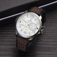 Men Watch Quartz High Quality Leather Blu Ray Glass Clock Watch Mens new arrival in men wrist watches relogios masculinos