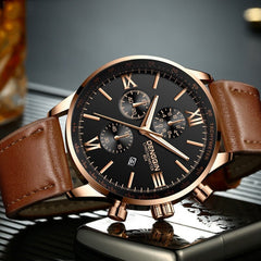 DISU Men Wrist Watch Leather Military Casual Analog Quartz Business watches men wristwatches day date relogios masculino