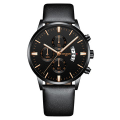 DISU Men Wrist Watch Quartz Sport Military Stainless Steel Dial Leather Band watches man male watch metal relogios masculino