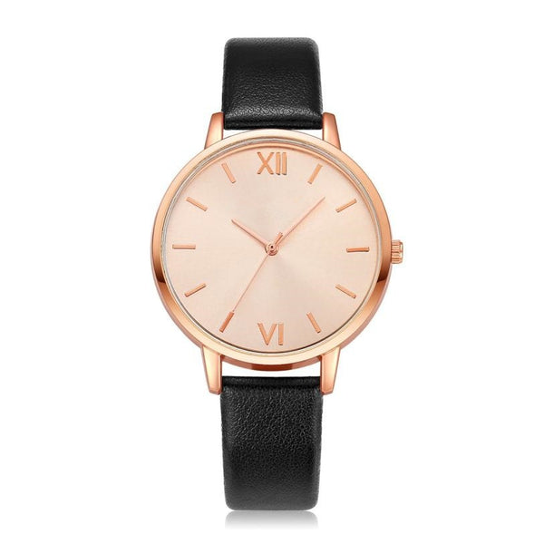 Fashion Women's Watch  Rose Gold Dial Leather Strap Wristwatch Ladies Watches Simple Casual Quartz Clock Relogio Feminino@50