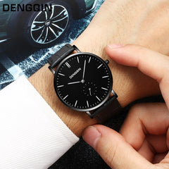 Man Wrist Watch Luxury Quartz Sport Military Stainless Steel Dial Leather Band wristwatch mens watches mens 2019 clock men