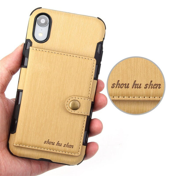 Leather Wallet Case For iPhone XS Max 6 6s 7 8 Plus Plain Business Cases For Samsung Note 8 S8 S9 Plus With Card Pocket Cover
