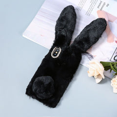 TIKIITAKA Plush Warm Phone Case for iPhone XS Max XR X Case 3D Rabbit Ears Furry fluffy Fur Cover for iPhone 6 6S 7 8 Plus Cases