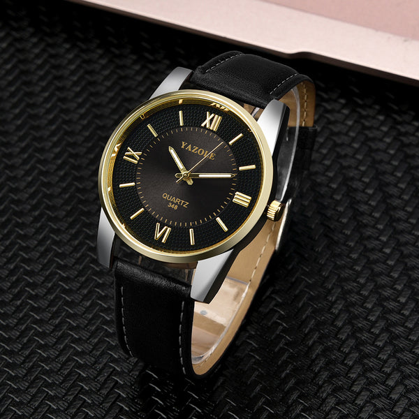 YAZOLE Men Watches 2019 Luxury Brand Stainless steel Leather Band Analog Quartz Wrist Watch Man relogio masculino orologio uomo