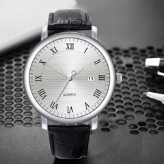 Men's Watch New Fashion High-End Quartz Letter Leather Strap male clock men watches quartzo day date relogios masculinos