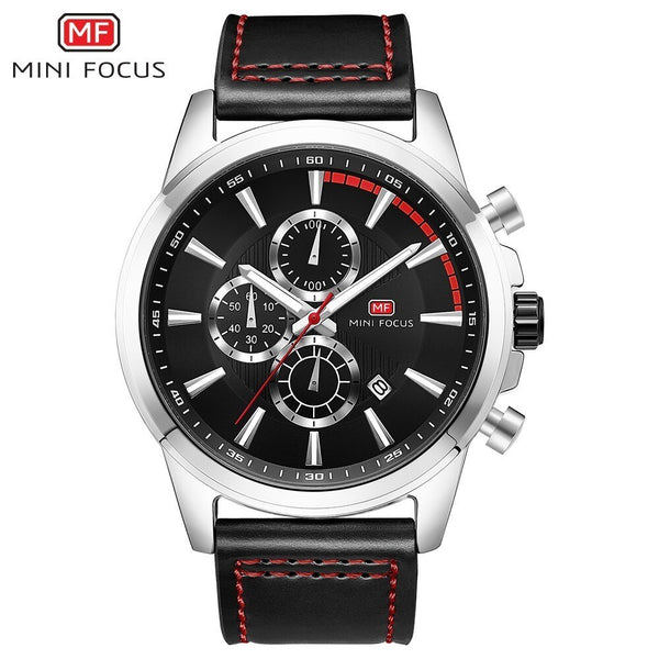 MINI FOCUS Sports Watches Mens 2019 Wristwatch Quartz Watches Men Luxury Brand Waterproof Leather Watch Strap Fashion Male Clock
