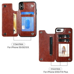 Retro PU Leather Case For iPhone X 6 6s 7 8 Plus XS 5S SE Multi Card Holders Phone Cases For iPhone XS Max XR 10 Cover