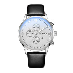 DISU Men Watches Faux Leather Blue Ray Glass Quartz Analog watch mens wrist watches day date relogios masculino