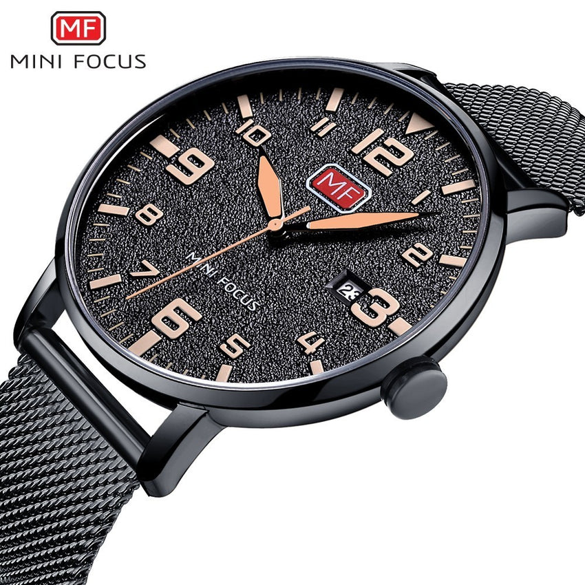 MINI FOCUS Wristwatch Mens Watches Quartz Fashion Thin Clock Men Watches 2019 Luxury Brand Stainless Steel Watch Strap Calendar