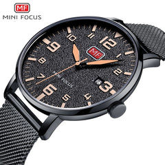 MINI FOCUS Wristwatch Mens Watches Quartz Fashion Thin Clock Men Watches 2019 Luxury Brand Stainless Steel Watch Strap Calendar