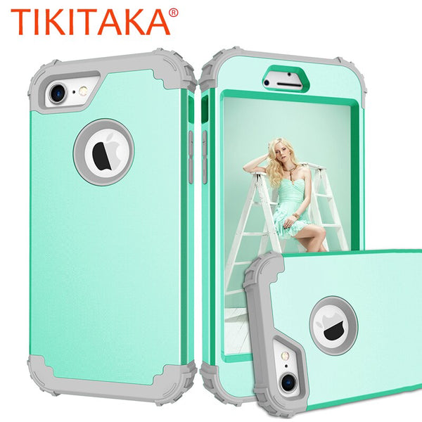 Shockproof Phone Case For iPhone 11Pro Max XR X XS Max 6 7 8 Plus 3 Layers Hybrid Full Body Protect Anti-Knock Armor Phone Shell