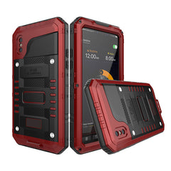 Anti Shock Hybrid Tough Heavy Metal Shockproof Armor Case For iPhone X 8 7 6 6S Plus 5 5S SE Protective Cover With Glass Film