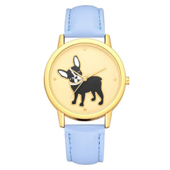 Women's Watches Casual  Ladies Quartz Wristwatch Golden Border Puppy Pattern Dial Leather Strap Clock Dress Gift Reloj Mujer@50